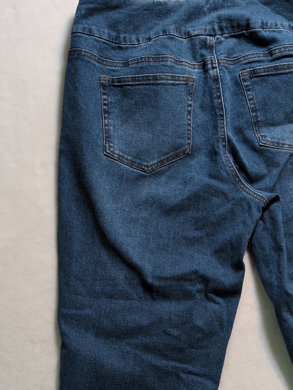 Slim-Sation 5-Pocket Crop Jeans Stretch Pull On Fringe Blue Size 12 - Picture 12 of 16
